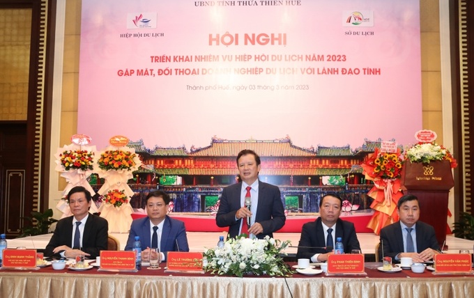 Ông Lê Trường Lưu - Bí thư Tỉnh uỷ Thừa Thiên Huế phát biểu tại buổi đối thoại với doanh nghiệp du lịch trên địa bàn tỉnh