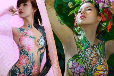 Đã mắt với những bức tranh tuyệt đẹp trên cơ thể thiếu nữ Việt