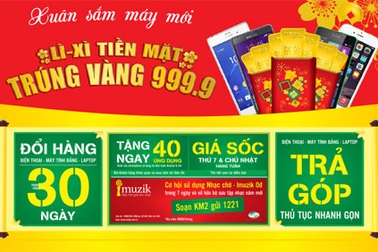 Viettelstore: Xuân sắm máy mới – Lì xì tiền mặt, trúng vàng 999.9
