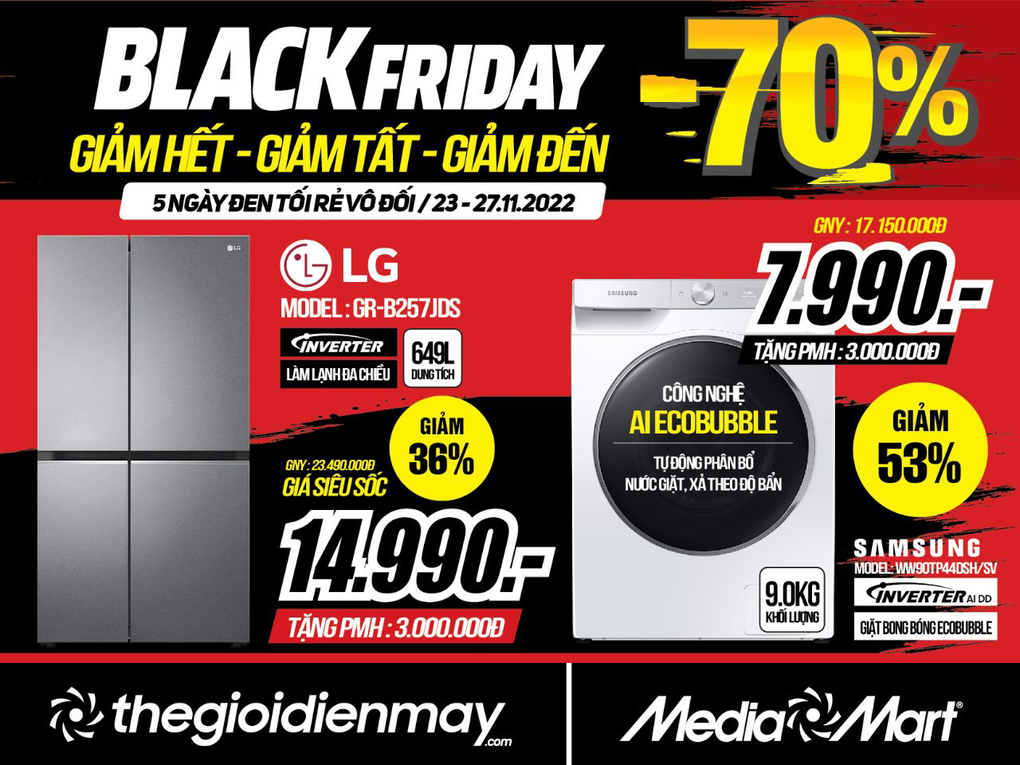 Black Friday: Siêu thị điện máy giảm đến 70% tất cả sản phẩm - 2 Black Friday: Siêu thị điện máy giảm đến 70% tất cả sản phẩm - 2