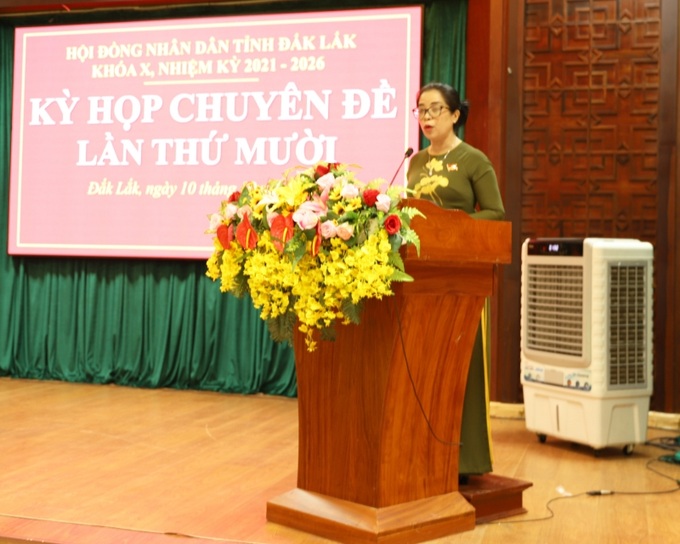 Chủ tịch HĐND tỉnh Huỳnh Thị Chiến Hoà phát biểu khai mạc