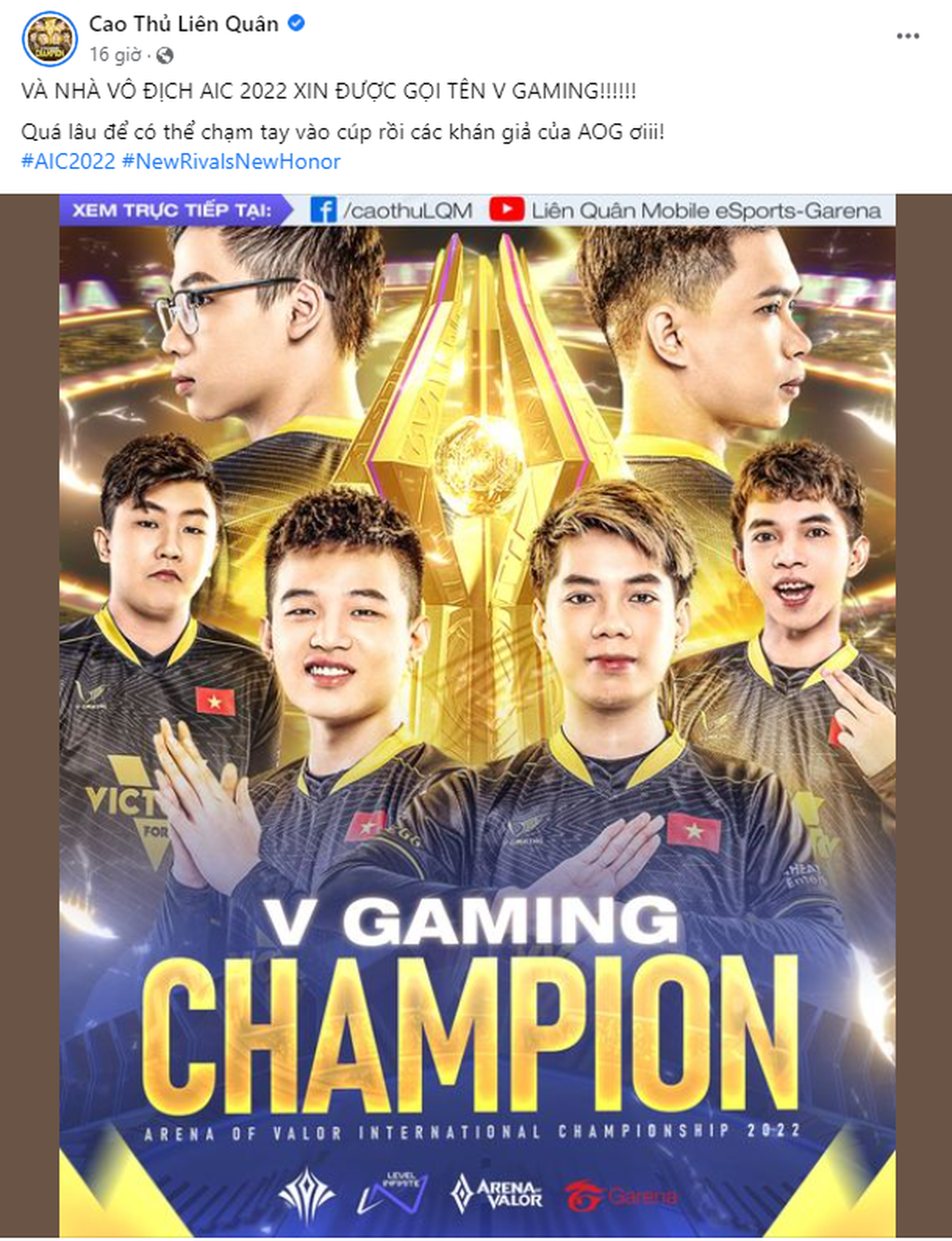 V Gaming chính thức vô địch Liên Quân Mobile Thế Giới và giành 17 tỷ đồng - 1 V Gaming chính thức vô địch Liên Quân Mobile Thế Giới và giành 17 tỷ đồng - 1