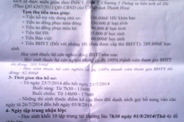 Thanh Hóa: Phụ huynh bức xúc về các khoản thu
