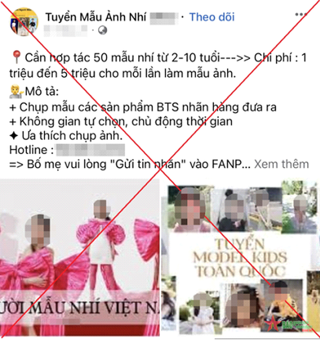 Một người mẹ ở Hà Nội bị lừa hơn 300 triệu đồng khi muốn con làm mẫu nhí - 1 Một người mẹ ở Hà Nội bị lừa hơn 300 triệu đồng khi muốn con làm mẫu nhí - 1