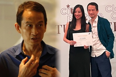 Trần Anh Hùng trao chứng nhận khóa học đạo diễn cho con gái Lãng Khê