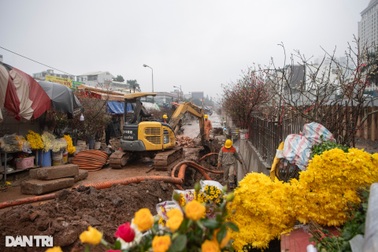 Khổ sở đường vào chợ hoa Tết lớn bậc nhất thủ đô