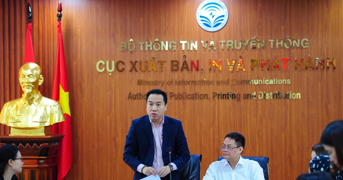 Ông Nguyễn Nguyên - Cục trưởng Cục Xuất bản, In và Phát hành - thông tin về Ngày Sách và Văn hóa đọc Việt Nam năm 2024 (Ảnh: Ban Tổ chức).