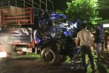 Húc vào đuôi xe máy cày, tài xế xe tải tử vong