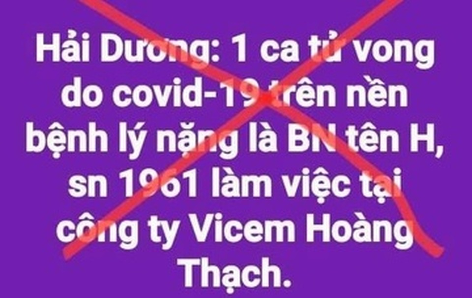 Hải Dương bác thông tin một ca mắc Covid-19 tử vong - 1 Hải Dương bác thông tin một ca mắc Covid-19 tử vong - 1