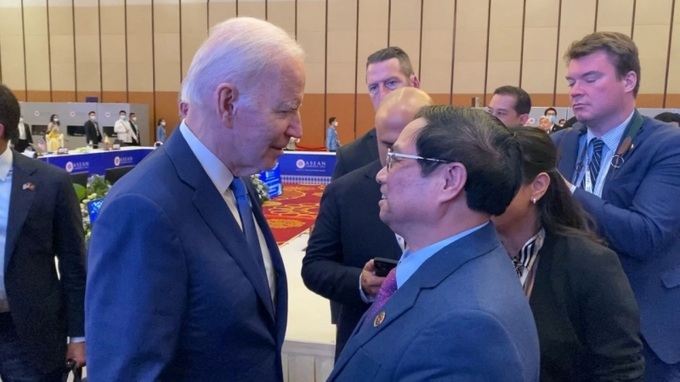 Thủ tướng Phạm Minh Chính có cuộc trao đổi với Tổng thống Hoa Kỳ Joe Biden tối ngày 12/11, bên lề Hội nghị cấp cao ASEAN lần thứ 40, 41 tại Campuchia.