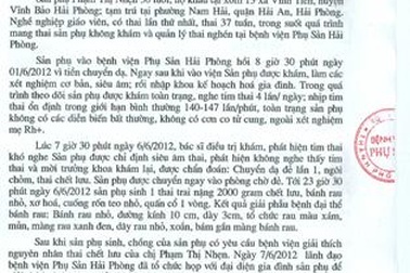 Kết luận chính thức vụ thai nhi chết lưu trước ngày sinh