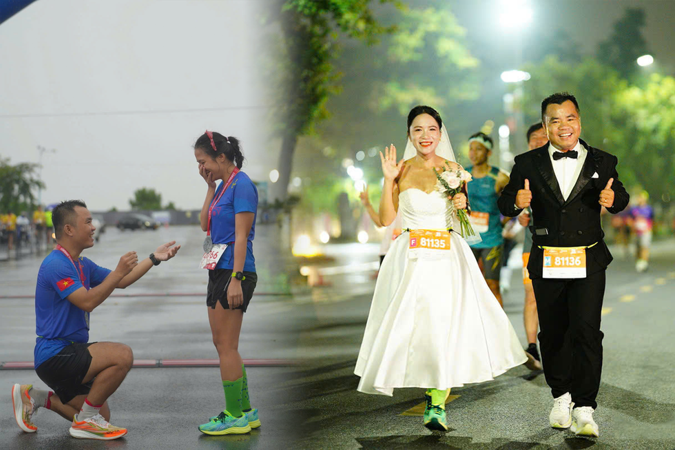 Chuyện tình của cặp đôi yêu nhau nhờ chạy bộ, mặc đồ cưới chạy giải 21km
