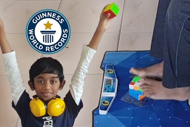 Cậu bé lập kỷ lục thế giới về giải 3 khối Rubik nhanh nhất bằng cả tay và chân