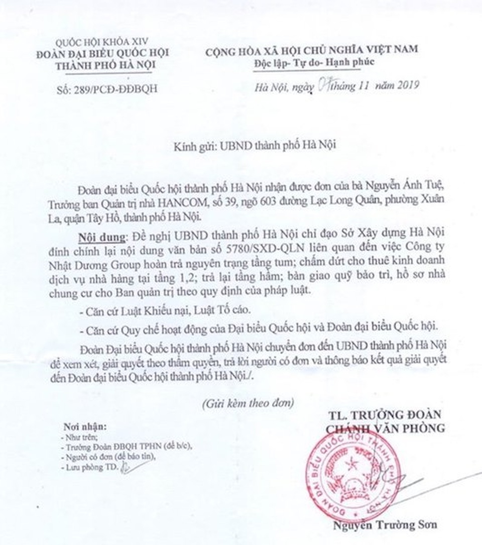 Đoàn ĐBQH TP Hà Nội đề nghị giải quyết yêu cầu đính chính 1 văn bản của Sở Xây dựng - 1 Đoàn ĐBQH TP Hà Nội đề nghị giải quyết yêu cầu đính chính 1 văn bản của Sở Xây dựng - 1