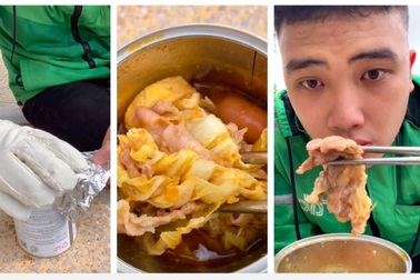 Độc đáo cách nấu lẩu thái hút "triệu view" của anh xe ôm công nghệ