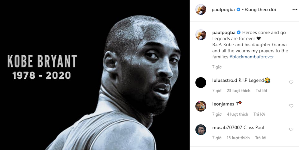 C.Ronaldo, Messi tiếc thương vì sự ra đi của Kobe Bryant - 4 C.Ronaldo, Messi tiếc thương vì sự ra đi của Kobe Bryant - 4