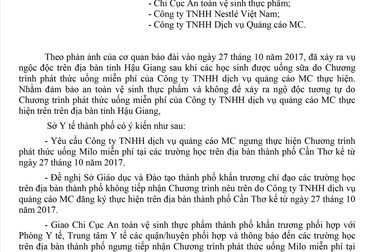 Vụ hàng trăm học sinh Hậu Giang ngộ độc sữa: Cần Thơ đề nghị ngưng tiếp nhận sữa miễn phí