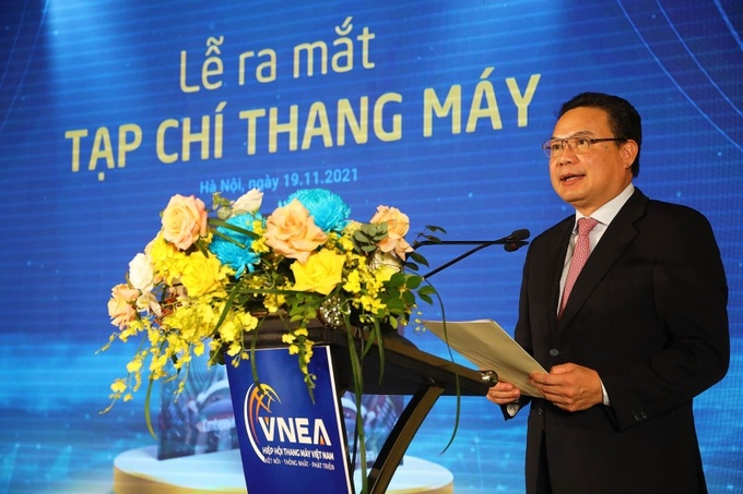 Thứ trưởng Lê Văn Thanh phát biểu tại lễ ra mắt Tạp chí Thang máy