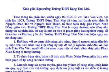 Sở GD&ĐT chỉ đạo vụ thầy giáo bị học sinh đánh trọng thương