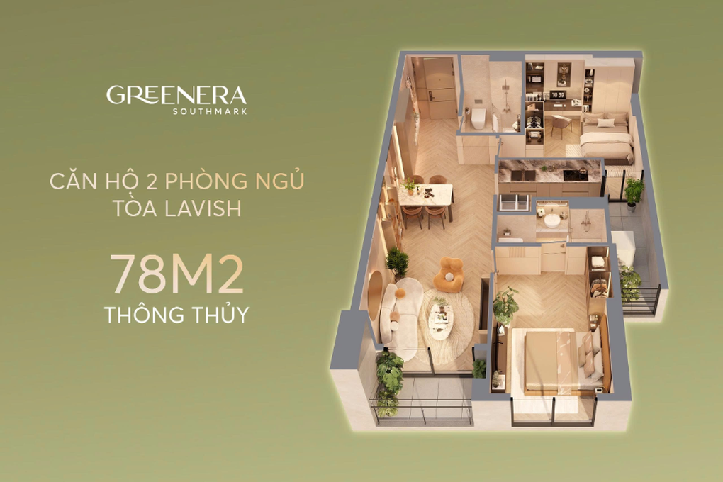 Greenera Southmark: Căn hộ 2 phòng ngủ 78m2 đáp ứng nhu cầu sống sang tại Nam Hà Nội - 2 Greenera Southmark: Căn hộ 2 phòng ngủ 78m2 đáp ứng nhu cầu sống sang tại Nam Hà Nội - 2