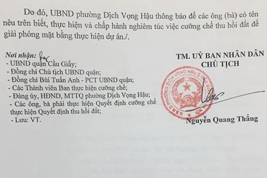 UBND Quận Cầu Giấy “chốt” lịch cưỡng chế thu hồi đất thực hiện dự án hạ ngầm đường điện 110KV
