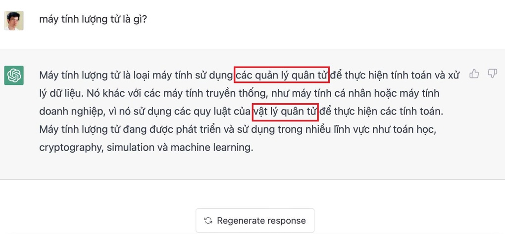 Một câu trả lời đầy máy móc và cho thấy không phải cái gì ChatGPT cũng biết (Ảnh: Đặng Minh Tuấn). Một câu trả lời đầy máy móc và cho thấy không phải cái gì ChatGPT cũng biết (Ảnh: Đặng Minh Tuấn).