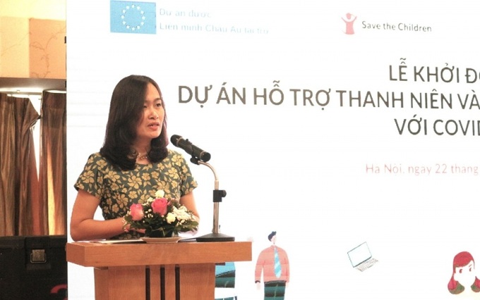 Bà Lê Thị Thanh Hương - Trưởng đại diện Tổ chức Cứu trợ trẻ em tại Việt Nam phát biểu tại sự kiện