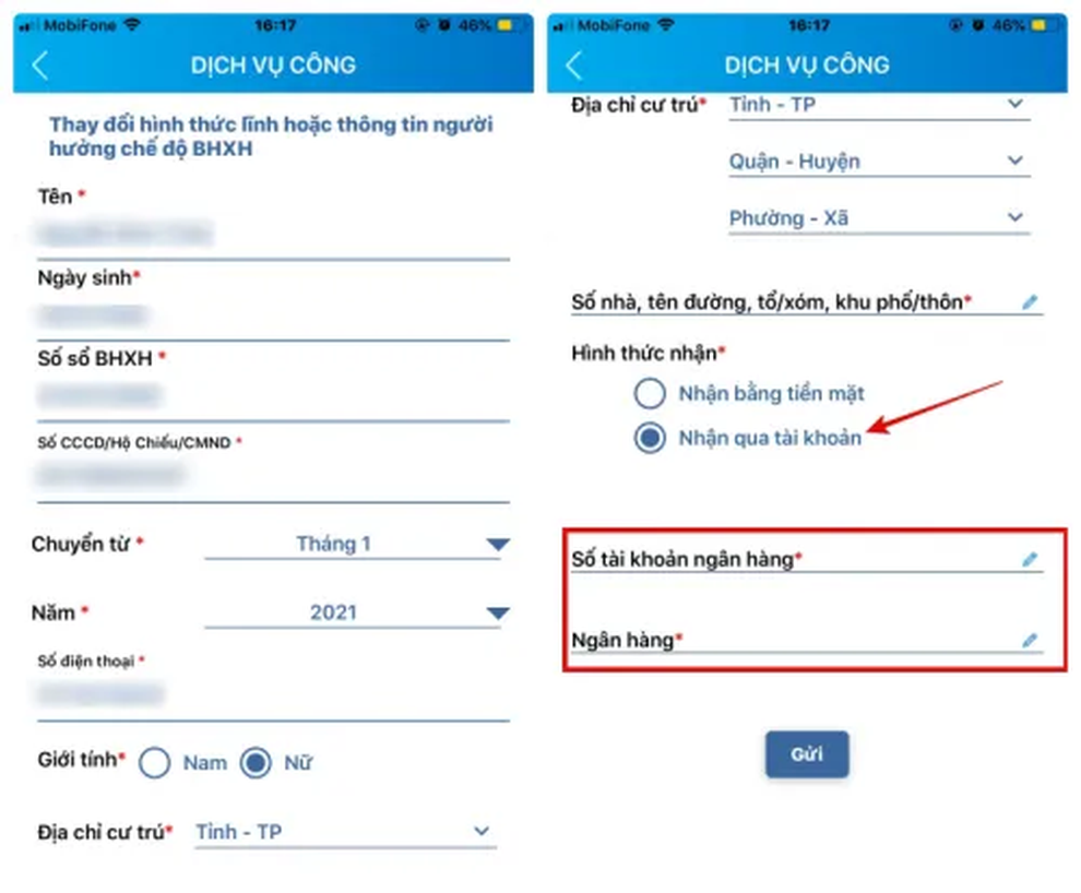 Hướng dẫn nhận lương hưu qua tài khoản VssID và Cổng dịch vụ công Quốc gia - 3 Hướng dẫn nhận lương hưu qua tài khoản VssID và Cổng dịch vụ công Quốc gia - 3