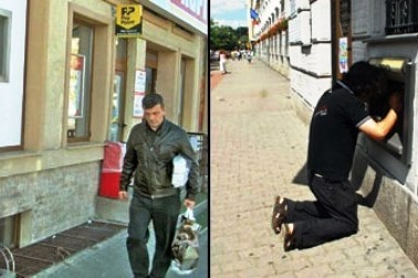 Máy ATM buộc khách phải trèo thang hoặc quỳ gối rút tiền