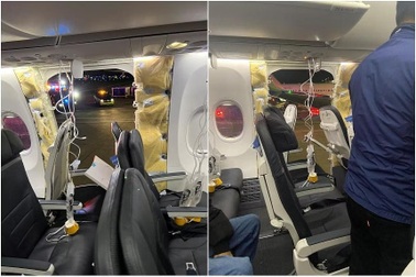 Những phút hoảng loạn trên máy bay Alaska Airlines bị bung thân giữa trời