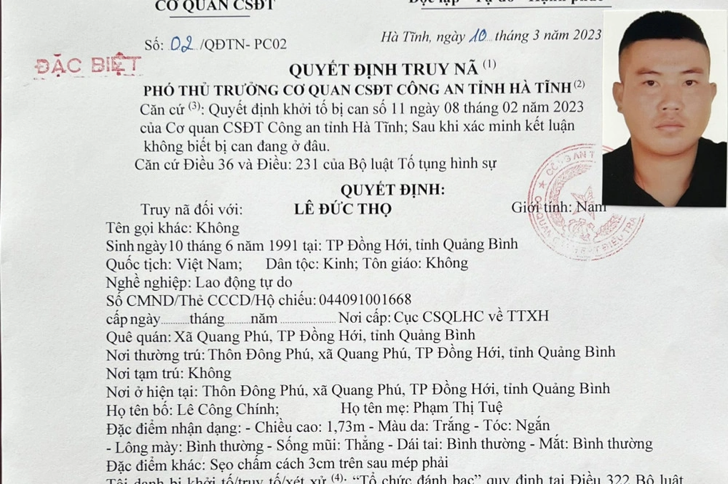 Truy nã đặc biệt đối tượng trong đường dây cá độ 6.000 tỷ đồng - 1 Truy nã đặc biệt đối tượng trong đường dây cá độ 6.000 tỷ đồng - 1