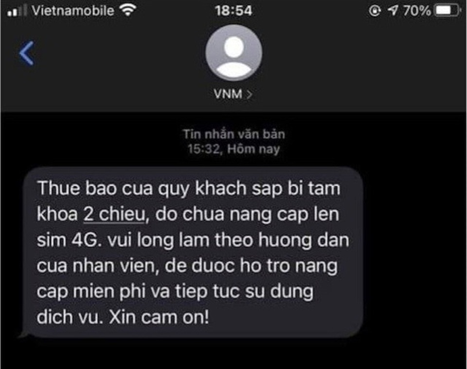 Nhà mạng nói gì về vụ việc lừa đảo nâng cấp SIM 4G để chiếm đoạt tài sản? - 2 Nhà mạng nói gì về vụ việc lừa đảo nâng cấp SIM 4G để chiếm đoạt tài sản? - 2