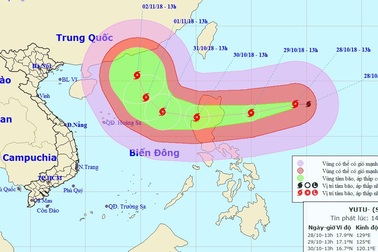 Siêu bão Yutu mạnh cấp 16 đang hướng vào Biển Đông