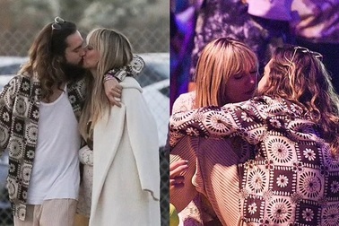 Siêu mẫu U50 Heidi Klum tình tứ hôn chồng kém 16 tuổi giữa đám đông