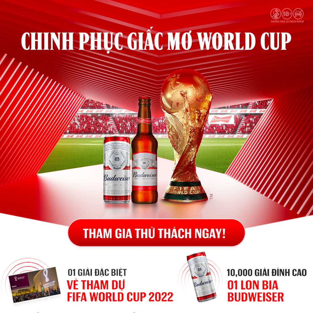 Budweiser buông lời thách đấu, fan nô nức hưởng ứng để thỏa giấc mơ xem World Cup - 2 Budweiser buông lời thách đấu, fan nô nức hưởng ứng để thỏa giấc mơ xem World Cup - 2