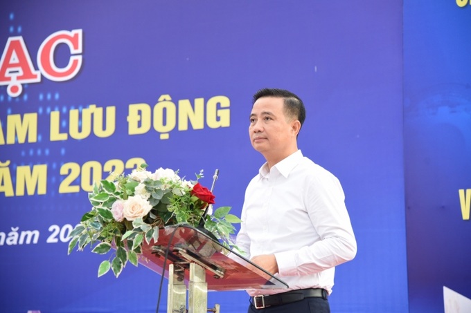 Chủ tịch UBND huyện Đông Anh Nguyễn Xuân Linh phát biểu tại lễ khai mạc