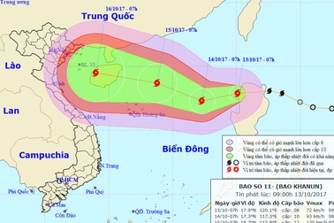 Cơn bão số 11 hướng vào miền Bắc