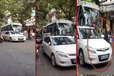 Hà Nội: Trung úy công an bị xử phạt vì đỗ xe ở ngã ba