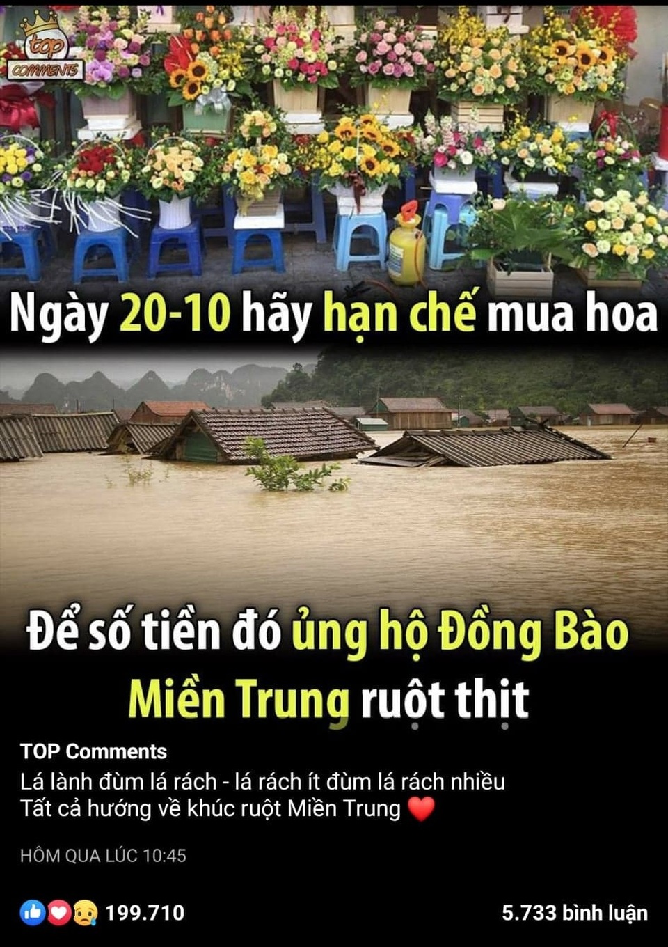 Dân mạng đồng lòng kêu gọi cắt giảm quà 20/10 để ủng hộ đồng bào bị lũ lụt - 1 Dân mạng đồng lòng kêu gọi cắt giảm quà 20/10 để ủng hộ đồng bào bị lũ lụt - 1
