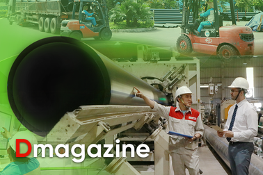 Tầm nhìn phía sau chiếc ống nhựa cỡ đại ở EUROPIPE