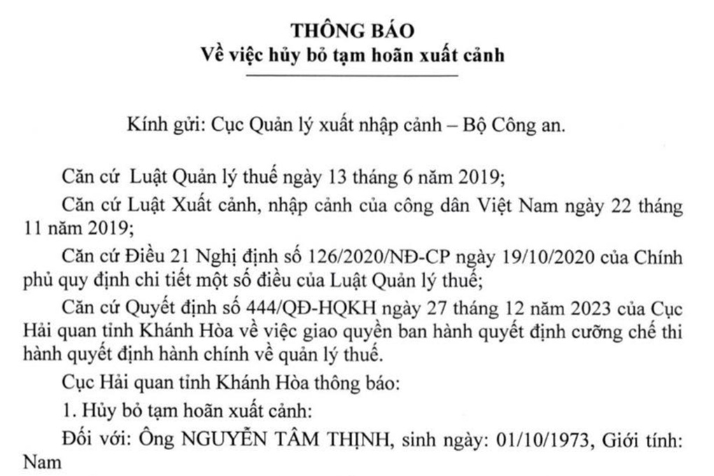 Hủy bỏ tạm hoãn xuất cảnh đối với chủ tịch Trung Nam Group - 1 Hủy bỏ tạm hoãn xuất cảnh đối với chủ tịch Trung Nam Group - 1