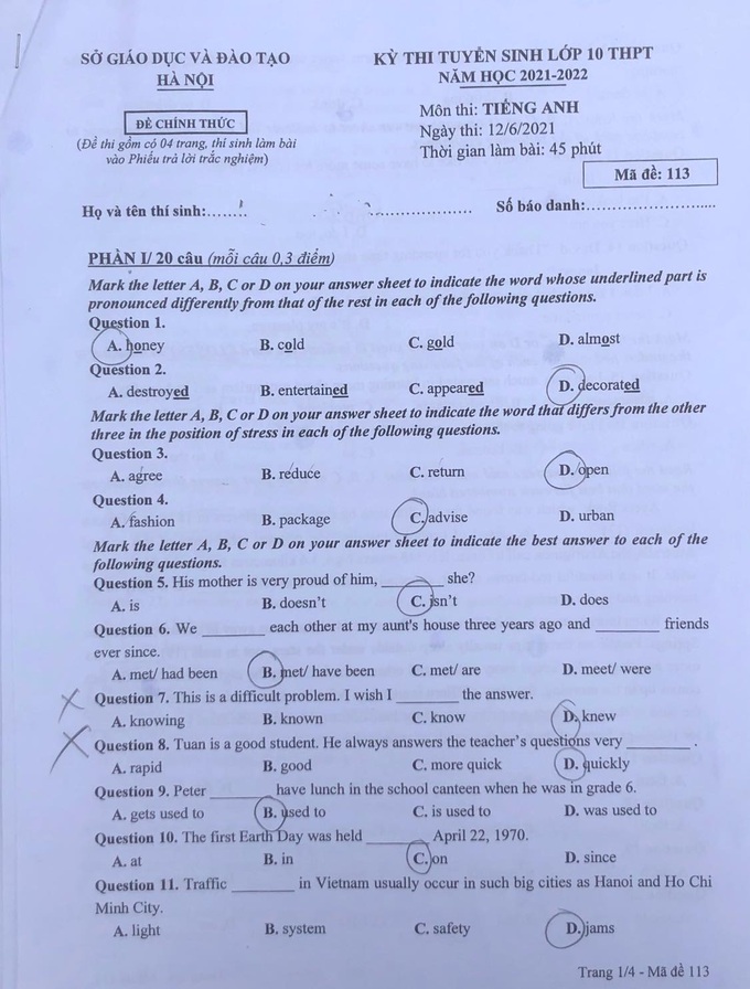 Đề tiếng Anh thi vào 10 ở Hà Nội, thí sinh vững kiến thức căn bản hoàn toàn có thể đạt điểm số tối đa - Ảnh 3.
