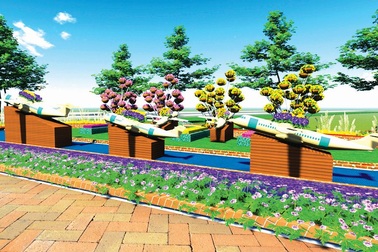 Đường hoa Trấn Biên thể hiện phối cảnh sân bay Long Thành