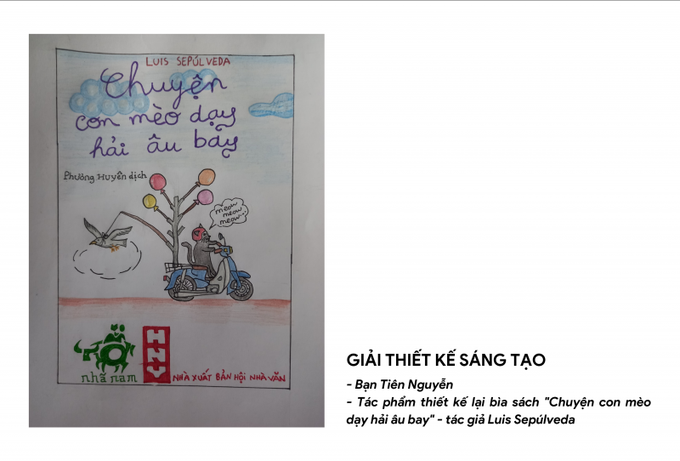 Bạn Tiên Nguyễn giành giải Thiết kế sáng tạo với bài dự thi thiết kế lại bìa sách “Chuyện con mèo dạy hải âu bay” của tác giả Luis Sepúlveda.