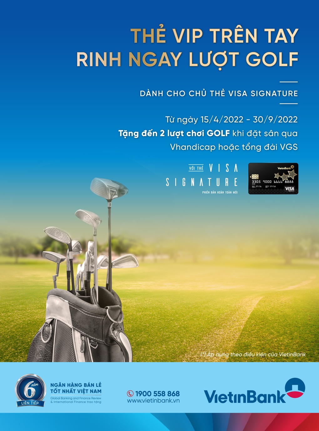 Nhiều ưu đãi cho khách hàng chơi golf bằng thẻ tín dụng VietinBank Visa Signature - 1 Nhiều ưu đãi cho khách hàng chơi golf bằng thẻ tín dụng VietinBank Visa Signature - 1