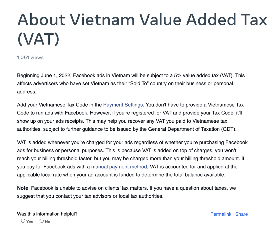 Facebook thu thêm 5% phí quảng cáo tại Việt Nam: Ai mừng, ai lo? - 1 Facebook thu thêm 5% phí quảng cáo tại Việt Nam: Ai mừng, ai lo? - 1