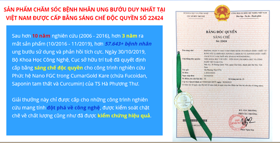 Nghiên cứu hỗ trợ ung bướu đầu tiên ở Việt Nam được cấp Bằng sáng chế độc quyền - 1 Nghiên cứu hỗ trợ ung bướu đầu tiên ở Việt Nam được cấp Bằng sáng chế độc quyền - 1
