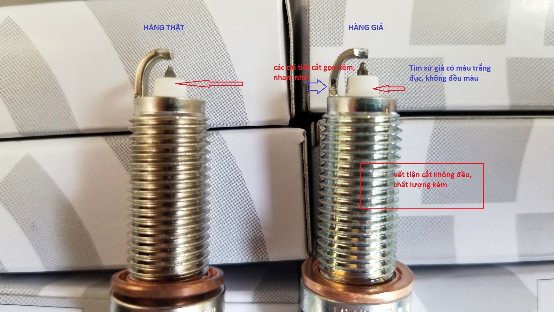 Các dấu hiệu nhận biết bugi thật và hàng giả - 2 Các dấu hiệu nhận biết bugi thật và hàng giả - 2