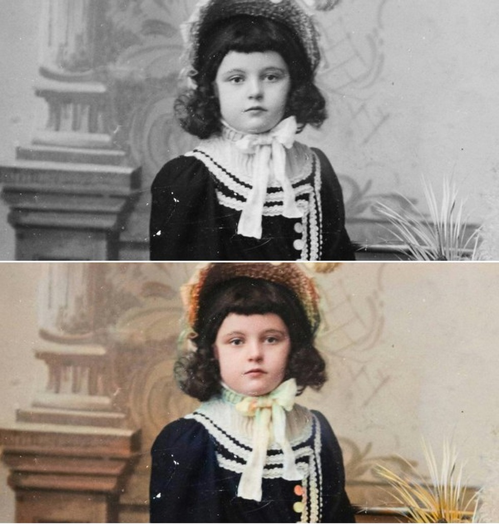 Một hình ảnh cũ đen trắng được tô màu bằng Palette.