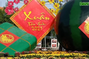 Tiểu cảnh đẹp mắt đón Tết ở quảng trường lớn nhất ĐBSCL